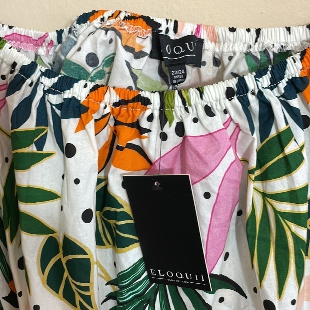 Eloquii size 22/24 full mini dress tropical palm leaf print - Picture 8 of 12